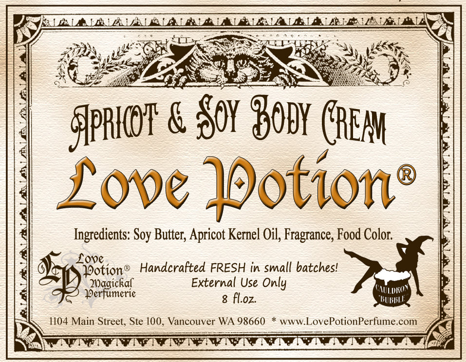 Apricot and soy body cream with original Love Potion fragrance