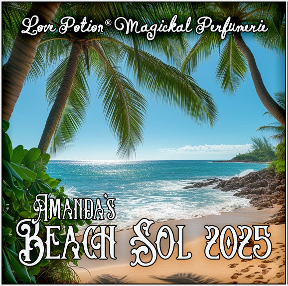 Beach Sol perfume smells like suntan oils and the Floridian beach. The label shows a private beach lined with palm trees.