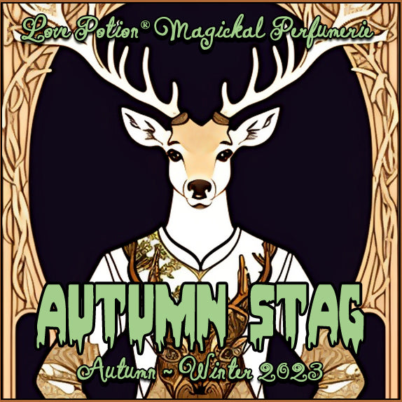 Autumn Stag unisex perfume for everyone smells like autumnal mountain woods. Label shows a deer in a sweater.