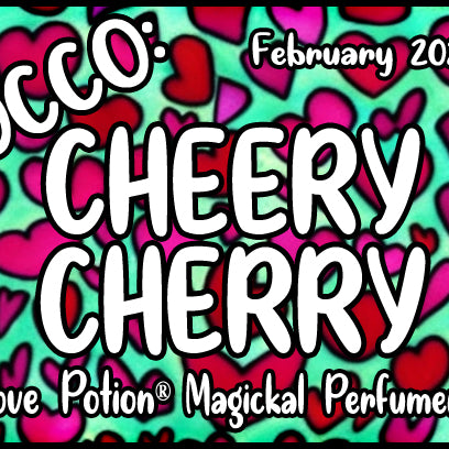 OCCO Cheery Cherry has copulin pheromones and a mix of cherry fragrances. Label features hot pink hearts.