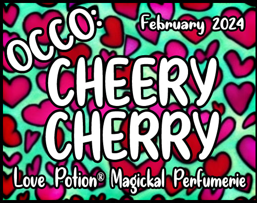 OCCO Cheery Cherry has copulin pheromones and a mix of cherry fragrances. Label features hot pink hearts.