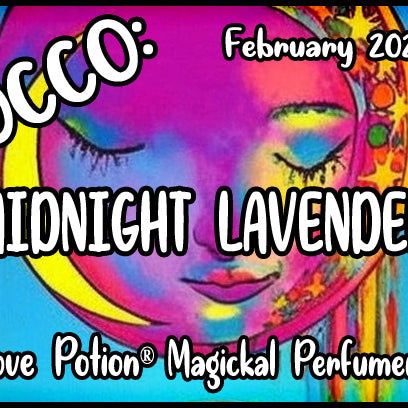 OCCO Midnight Lavender has copulin pheromones and a lavender, amber, musk fragrance. Label features a melting neon sun.