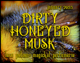 Dirty Honeyed Musk layerable perfume by Love Potion. Label shows a bee with pollen.