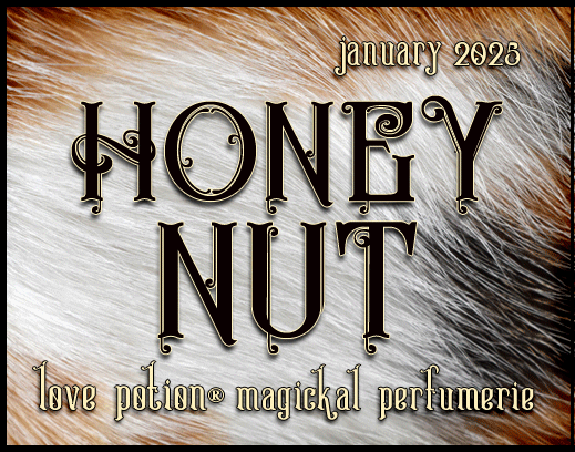 Honey Nut layerable perfume by Love Potion. Label shows calico cat fur.