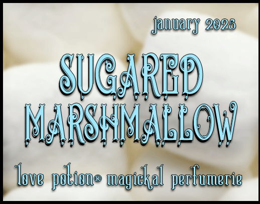 Sugared Marshmallow layerable perfume by Love Potion. Label shows fluffy, white marshmallows.