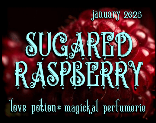 Sugared Raspberry layerable perfume by Love Potion. Label shows red raspberries.