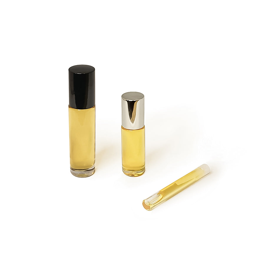 Oil Perfume in a variety of bottle shapes and sizes, including trial size.