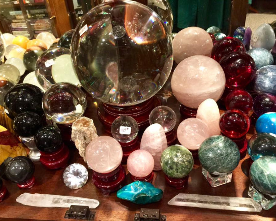 Discover an extensive collection of crystals, semi-precious stones, and even crystal balls to choose from.