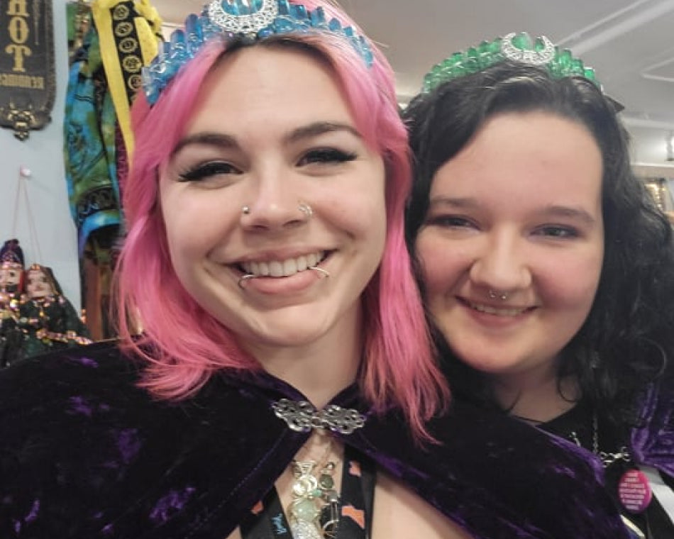 Some of our lovely customers modelling out crystal crowns.