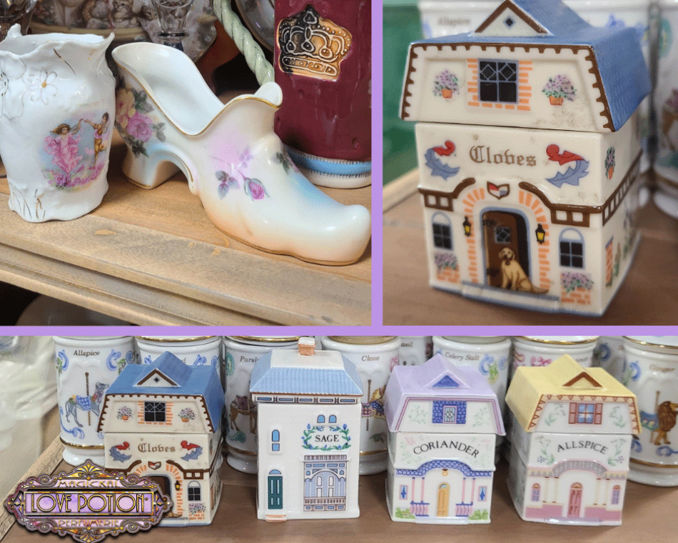 Our collection features charming Lenox jars that resemble houses with unique spice shop names on each jar.