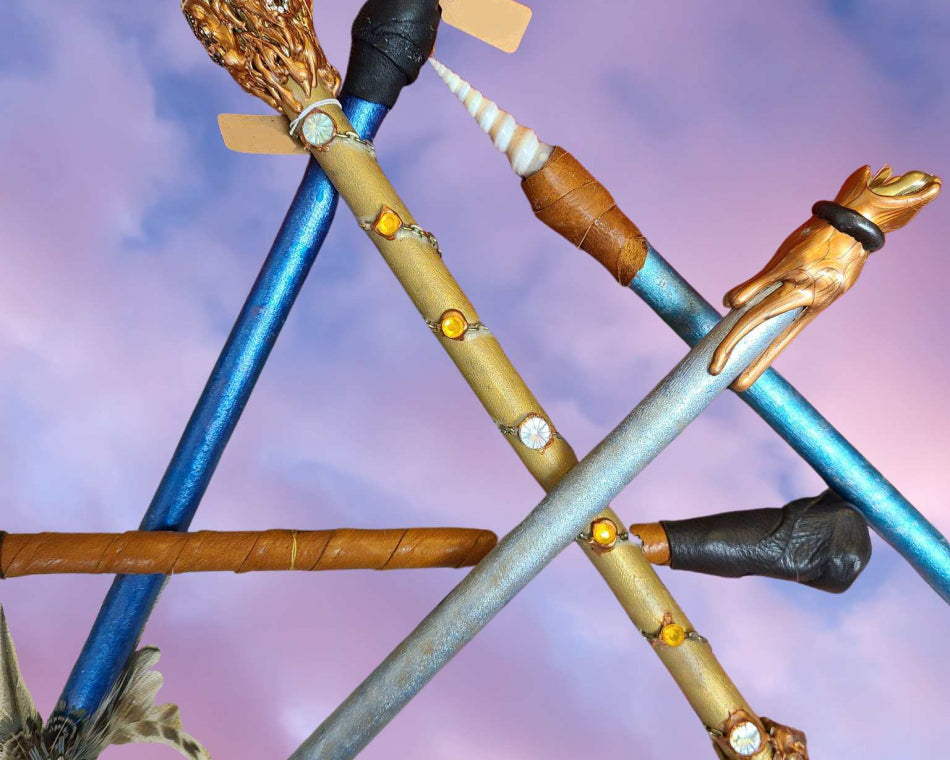 Feast your eyes on these gorgeous, one-of-a-kind wands made from wood, leather, crystals, and a bit of magic!