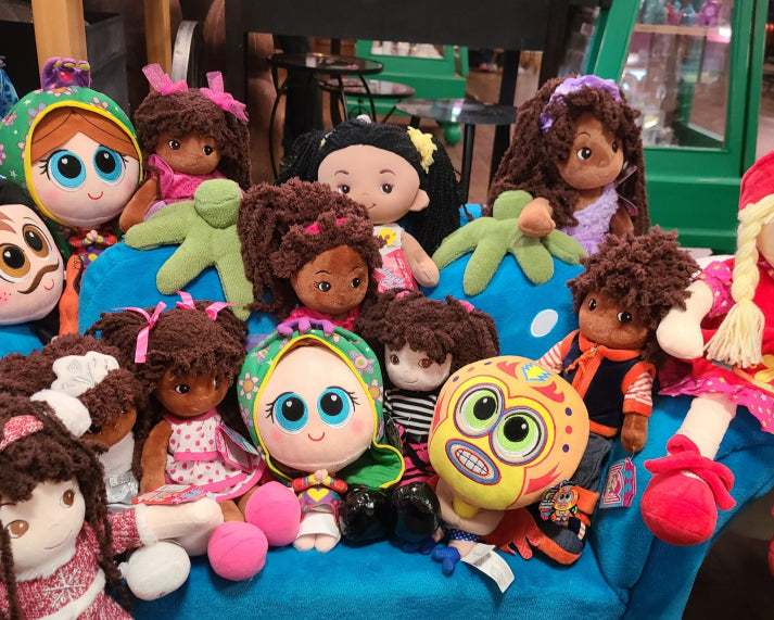Our store offers a diverse collection of stuffed animals and dolls.