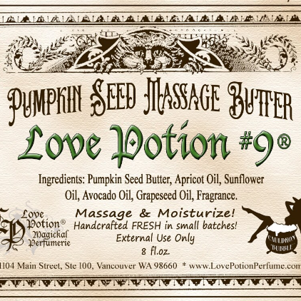 Love Potion #9 Massage Butter featuring our classic signature fragrance.