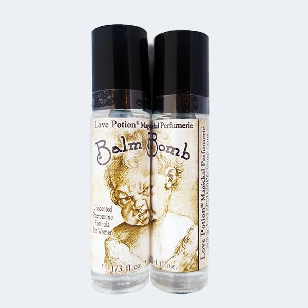 Product photograph of bottles of Love Potion Pheromones: Balm Bomb