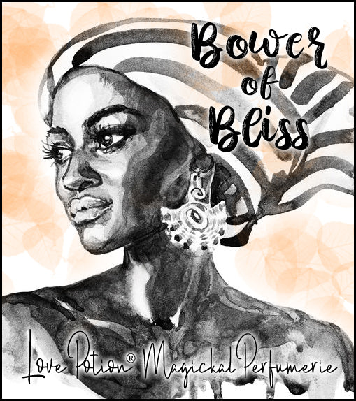 Image of perfume label featuring black watercolor ink portrait of a beautiful woman. Summer 2020 Collection.