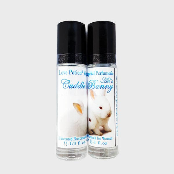 Product photograph of bottles of Love Potion Pheromones: Cuddle Bunny