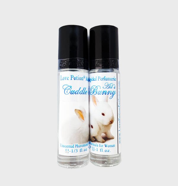 Product photograph of bottles of Love Potion Pheromones: Cuddle Bunny