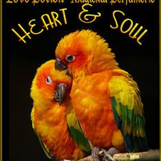 Love Potion Pheromone label featuring a pair of colorful birds snuggling.