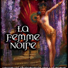 Love Potion Pheromone label for La Femme Noire, featuring painting of beautiful woman performing the Dance of the Seven Veils.