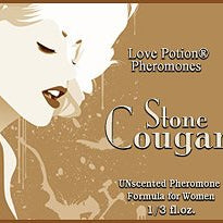 Love Potion: Stone Cougar pheromone label featuring illustrated suggestion of a woman with a Marilyn Monroe type appearance.
