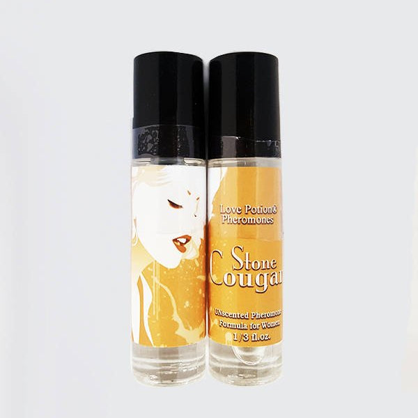 Photo of labelled Cougar pheromone bottles.