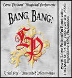 Simple grey product label with red LP logo and name of product.