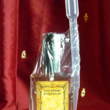 Glass spray bottle with silver cap and a perfume transfer pipette.