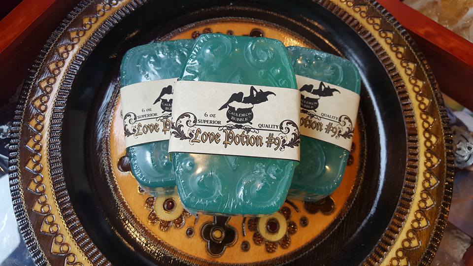 Love Potion #9 scented handmade artisan soap bars in our marketplace shop.