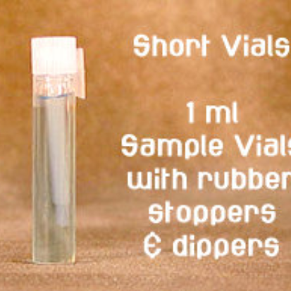 photograph of a small glass perfume vial - size 1 ml.