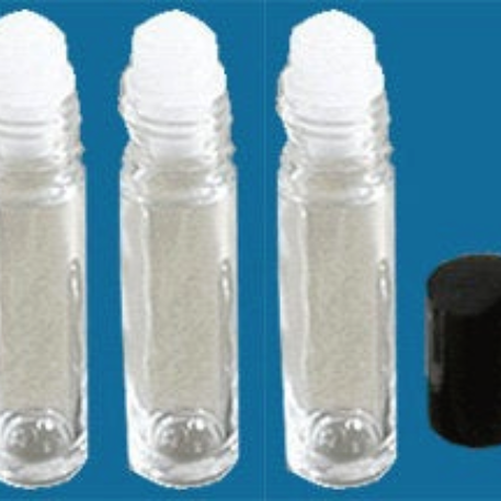 photo of 3 empty roll on perfume bottles - size 10 ml.