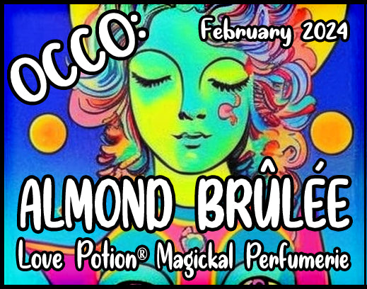 OCCO Almond Brulee has copulin pheromones and an almond vanilla fragrance. Label features a colorful lady.