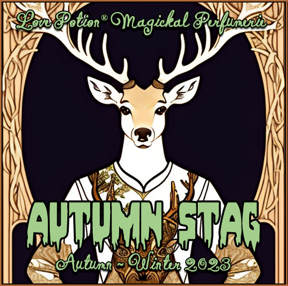 Autumn Stag unisex perfume for everyone smells like autumnal mountain woods. Label shows a deer in a sweater.