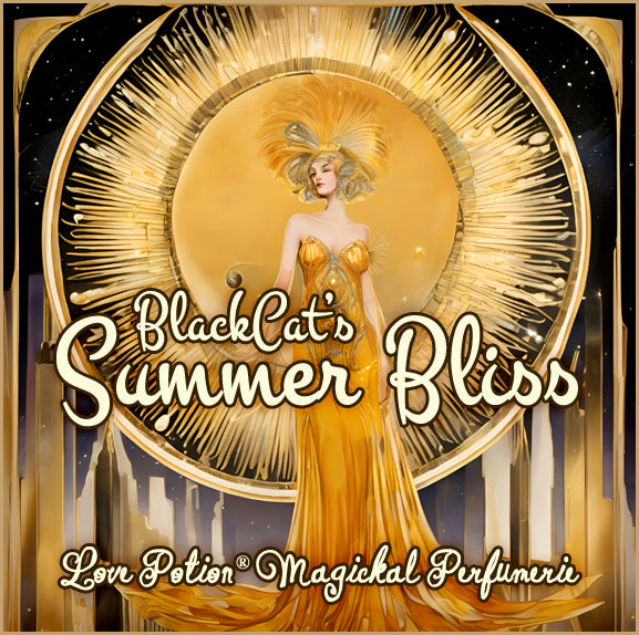 Summer Bliss custom perfume offers a summery, nostalgic Jersey Shore boardwalk scent. Label shows a woman and sun.