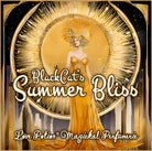 Summer Bliss custom perfume offers a summery, nostalgic Jersey Shore boardwalk scent. Label shows a woman and sun.