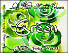 Green Heart Chakra Potion perfume smells like fresh baby rose buds. Label features green watercolor roses.