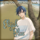Elijah Blue private edition custom unisex perfume with a coconut, vanilla, beach scent. Label shows an anime-style man.