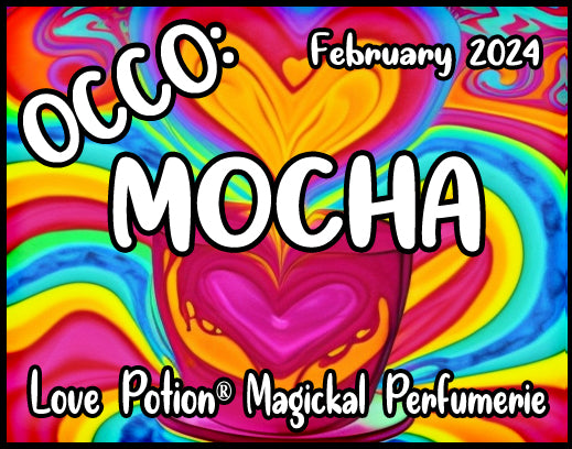 OCCO Mocha has copulin pheromones and a chocolate coffee fragrance with a touch of cream. Label shows rainbow hearts.