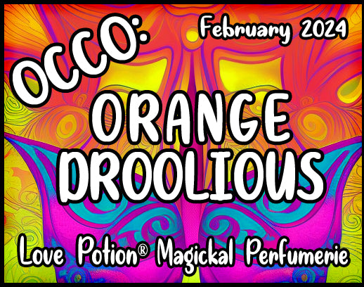OCCO Orange Droolious has copulin pheromones and an orange vanilla mango fragrance. Label shows swirling colors.