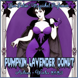 Pumpkin Lavender Donut clean perfume smells like lavender, pumpkin pie, and doughnuts. Label shows a witch in plum.