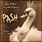 Pash clean perfume is a unisex blend of roasted black tea leaves, spices, and plum. Label features a swan with a crown.