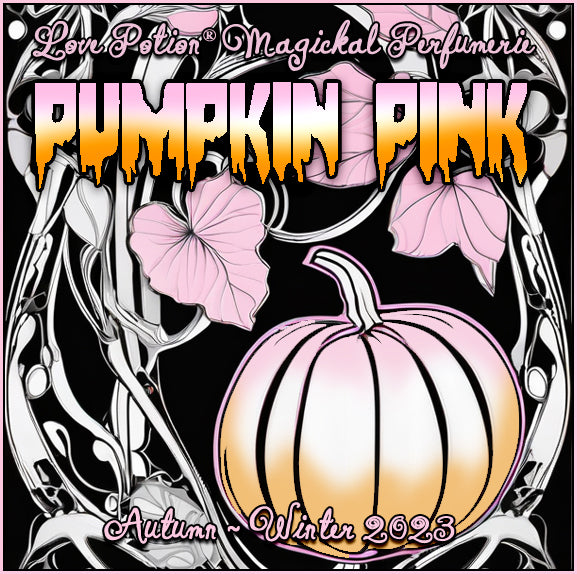 Pumpkin Pink perfume spray smells like sweet and spicy pumpkin deserts. Label shows a pink and orange pumpkin.