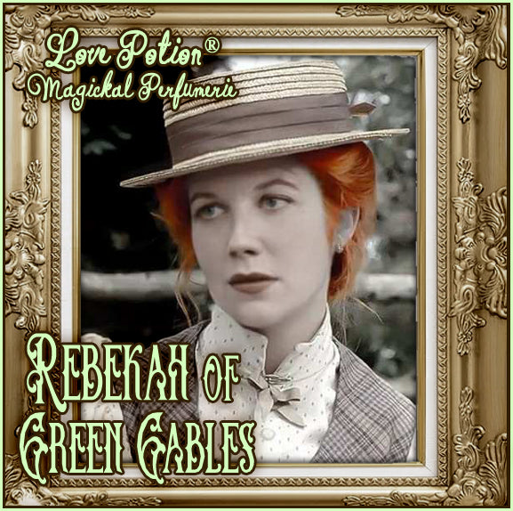 Rebekah of Green Gables is a fruity flower garden perfume. The label shows Rebekah as Anne of Green Gables.
