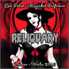 Reliquary clean perfume smells of candied apple and sandalwood. Label shows a witch in black and red.