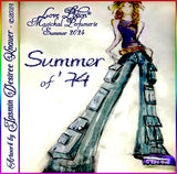 Summer of ‘74 is a frangipani perfume inspired by the groovy 70s. Label features a young woman in cargo bell bottoms.