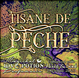 Tisane de Pêche with Heart & Soul pheromone perfume for women. Peach tea fragrance. Label shows green and peach tie-dye.