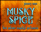 Musky Spice layerable perfume by Love Potion. Label shows orange fibers.