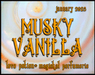 Musky Vanilla layerable perfume by Love Potion. Label shows golden swirls.