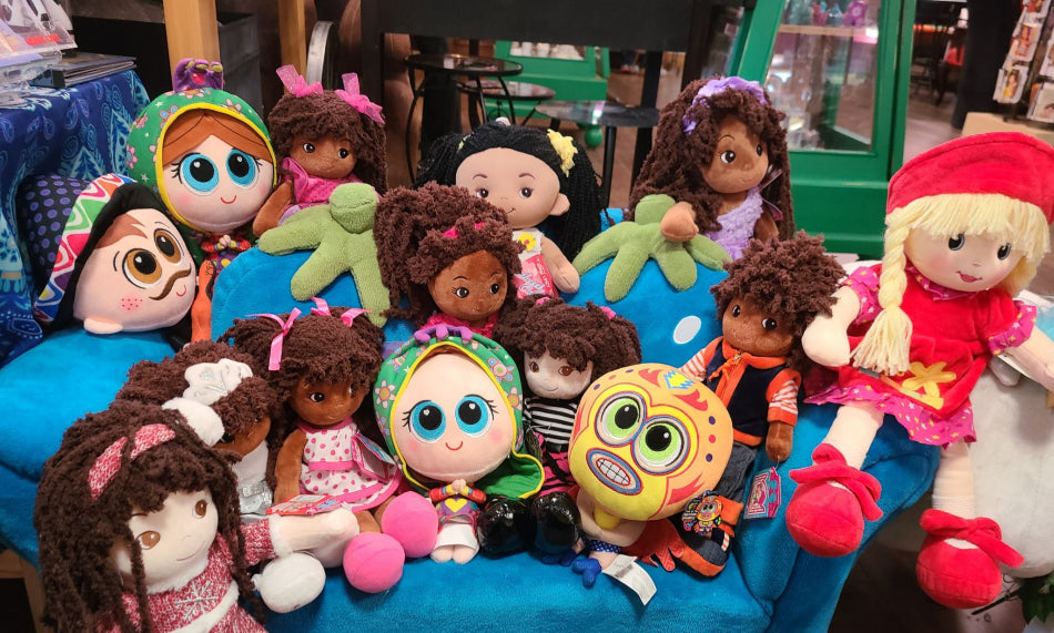 Our store offers a diverse collection of stuffed animals and dolls.