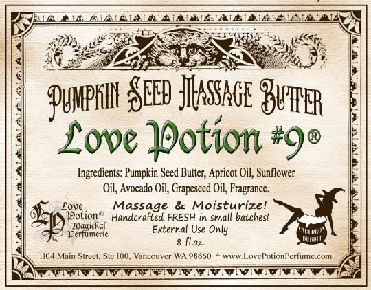 Love Potion #9 Massage Butter featuring our classic signature fragrance.