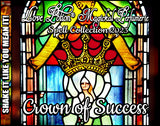 Crown of Success perfume features herbs and flowers associated with success. The label shows a queen on her throne.